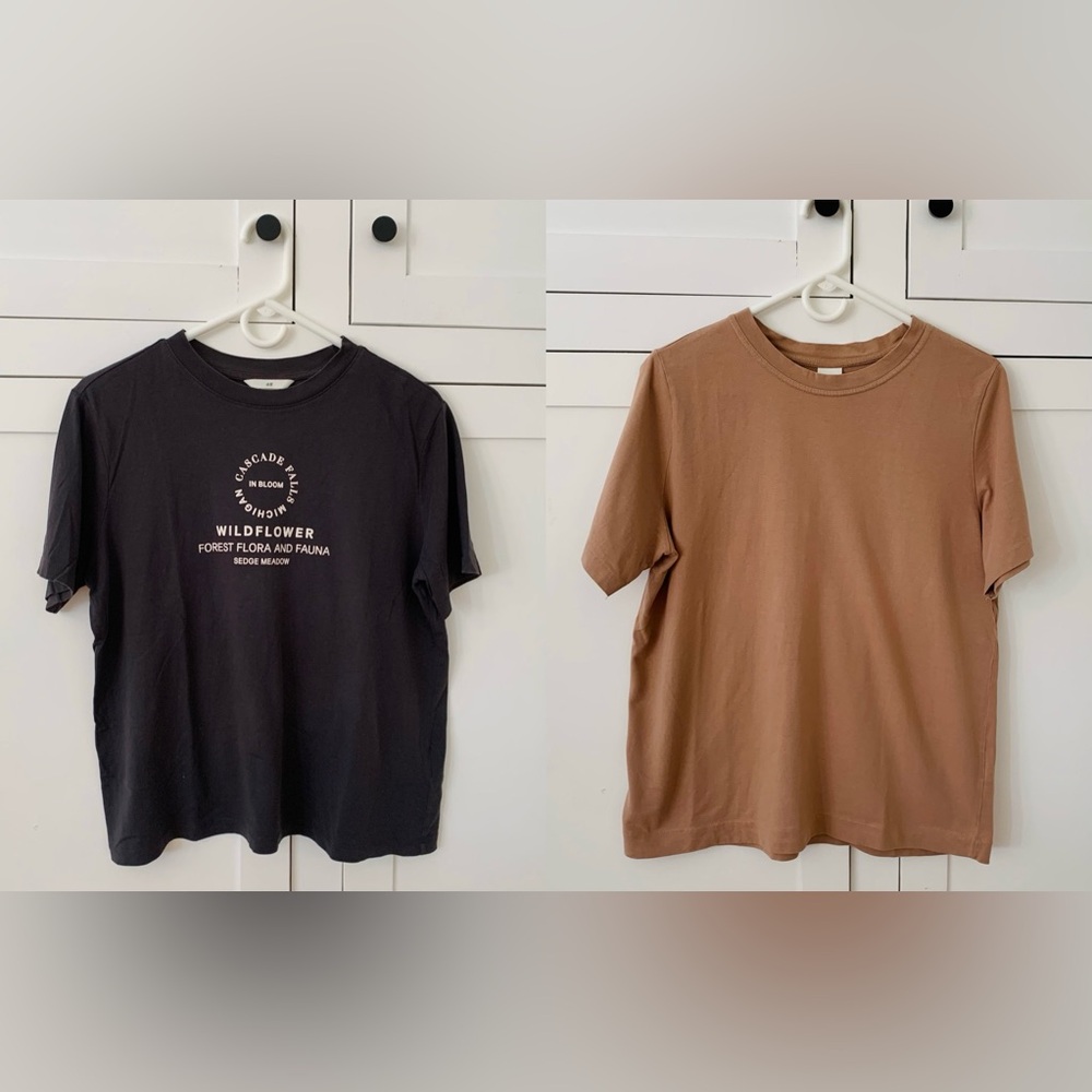 2 H&M Gray Mauve T-Shirts Size Medium